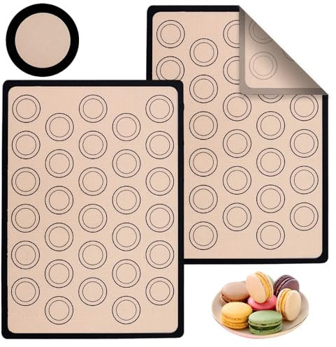 2PCS Silicone Macaron Baking Mats,Non-Stick Reusable Silicone Mats for Baking,Macaroon mat Baking Mats for Desserts Gourmet Food Production,for Kneading,Biscuit Baking Tray