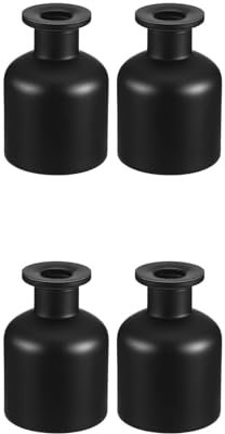 4pcs Refillable Diffuser Container 150ml Glass Reed Diffuser Bottles Empty Aromatherapy Containers for Essential Oils and Home Decor Black