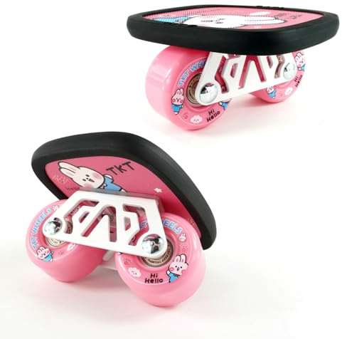 TKT FreeSkates Tragbare Rollschuhe für Kinder, Anfänger, Split-Skate, Trompete, Ahorn, Driftboard (Rosa)