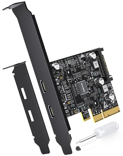 10Gbps PCIe USB C 3.2 Gen 2 Karte, 2 Port PCIe zu USB C Erweiterungskarte, PCI Express 3.0 x4 Adapter für Desktop PC, SSD Gehäuse, Workstations, Datensicherung, Nur Daten