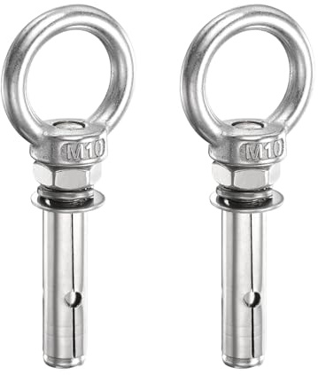 PATIKIL 2 Pezzi Bullone Ad Espansione Con Anello M10x45mm Acciaio Inox | Per Pareti In Cemento E Muratura Pesante, Bullone Di Sollevamento Ad Espansione