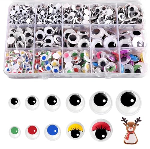750 Ojos Autoadhesivos Plástico Googly Grandes Manualidades Álbum | Ligero, redondo, suave, brillante, duradero, versátil, juvenil, creativo, colorido, pegamento fuerte, limpio, económico