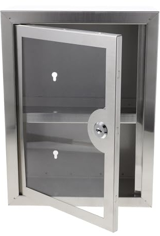 OSALADI Medikamentenbox aus Metall mit Schloss 2 Ablagen Transparente Tür Wandbefestigung Praktische Aufbewahrung für Apotheken und Kliniken