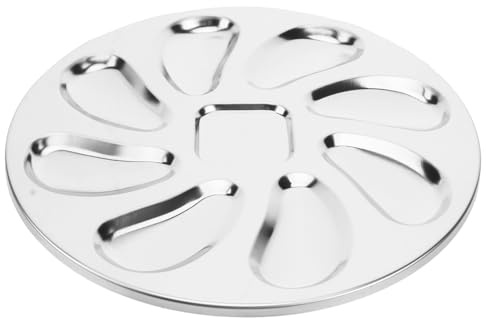 RUNROTOO Plato para Ostras Sartén para Ostras Casera Borde Liso de Acero Inoxidable y Proceso de Pulido Adecuado para Servir en Cocina y Restaurante