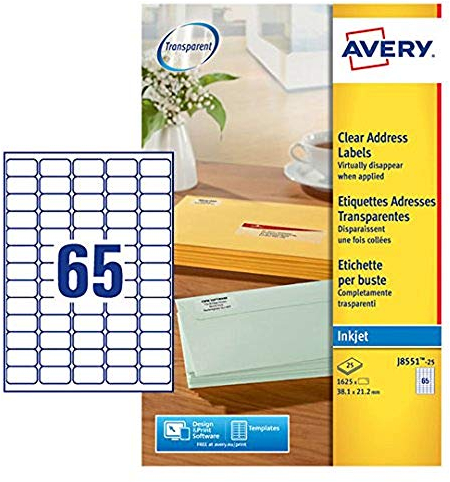 Avery Mini-Etiketten (für Tintenstrahldrucker) transparent