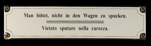 BBV Emaille Schild Man bittet, Nicht in den Wagen zu Spucken 25x6 cm wetterfest und lichtecht Emailleschild