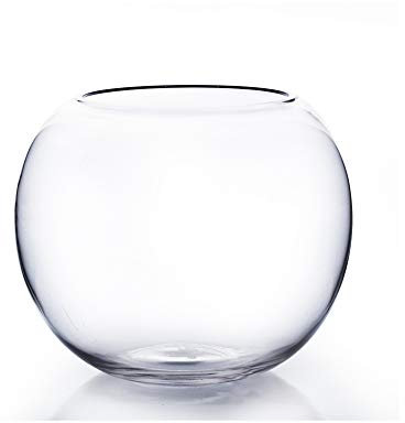 WGV Vase en verre transparent, diamètre 25,4 cm, hauteur 20,3 cm, largeur ouverte 15,2 cm, vase à bulles transparent, récipient pour plantes, bol à poisson pour fête de mariage, décoration de bureau à