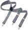 Herren Damen Long Hosenträger Y Form Style 3er Clips elastisch Schmal Unifarbe und Bunt mit verschiedenen Motiv, Mehrfarbig (Schwarz Weiss Gitter),Gr. One Size