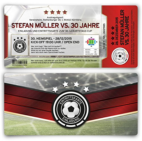 Kartenmachen.de Einladungen (10 Stück) zum Geburtstag Deutschland Fußball Ticket 4 Sterne Einladungskarten