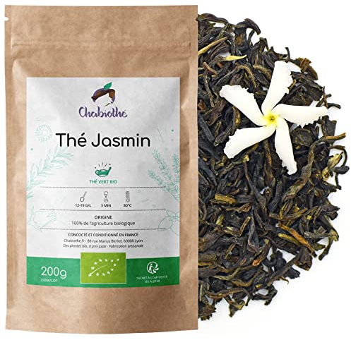 Chabiothé - Thé vert au Jasmin BIO 200g - conditionné en France - sachet compostable