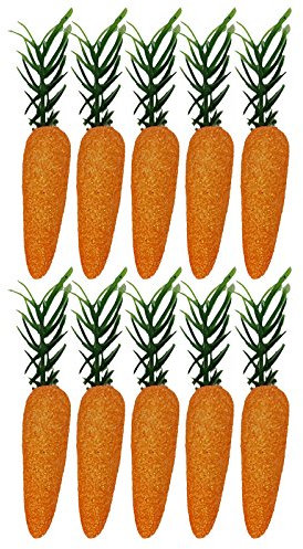 10 x Mini Glitter Carrots Easter Bunny Egg Hunt Bonnet Craft Decoration Accessories