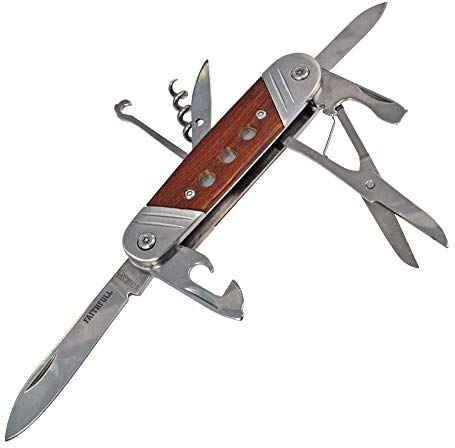Faithfull FAIWPKMULTI 8-in-1 Multi Tool Including 57mm Stainless Steel Knife Blade, Hardwood Handle