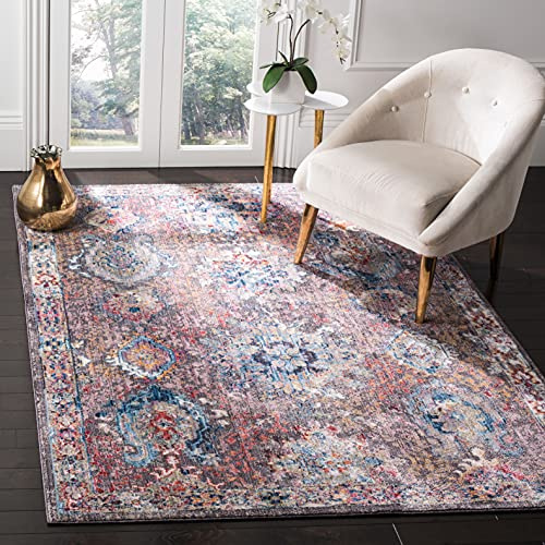 SAFAVIEH Traditionell Teppich für Wohnzimmer, Esszimmer, Schlafzimmer - Bristol Collection, Kurzer Flor, Dunkelgrau und Blau, 183 X 274 cm