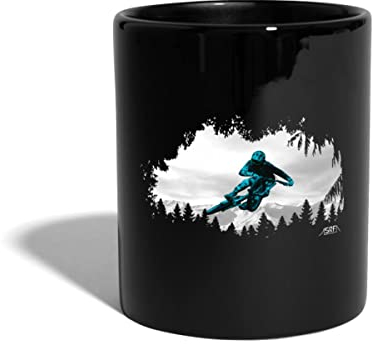 Spreadshirt Mountainbiker Downhiller Tabletop MTB Tasse Einfarbig, One size, Schwarz