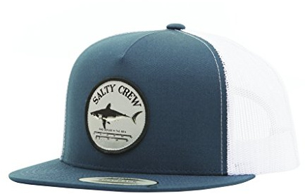 Salty Crew Shark Logo Retro Trucker Hat - Uni Verstellbare Baseballmütze für Erwachsene - Premium Baumwolle, Marineblau/Weiß, Einheitsgröße