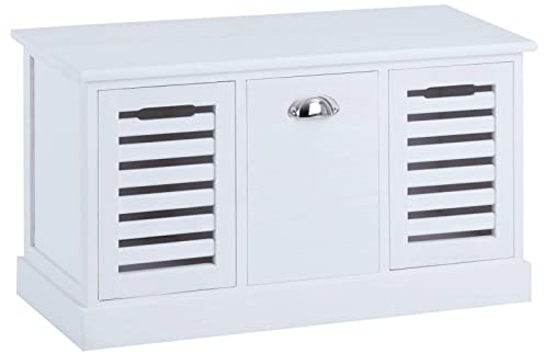 CARO-Möbel Sitzbank TRIENT Garderobenbank Sitztruhe in weiß mit 3 Schubkästen, Vintage Shabby Look Landhaus