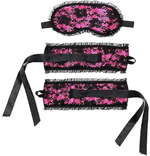 Satin Look Handschellen -R.3242, Schwarz - Pink, 350 g