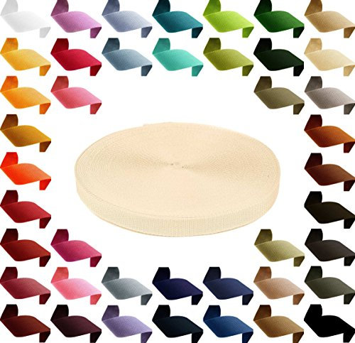 Gurtband 12m PP Polypropylen 25mm breit 1,3mm stark Gurt Tragband Farbwahl 45 Farben, Gurtband:122 creme