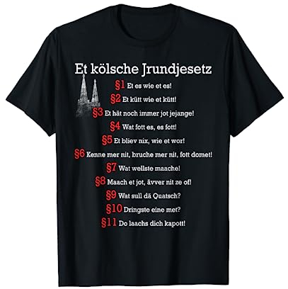 Köln Outfits Für Echte Kölner Zu Karneval In Kölle Damen T-Shirt Schwarz S Et Kölsche Jrundjesetz Kölner Grundgesetz Kölsch Köln T-Shirt Kurzarm V-Ausschnitt Buchstabenmuster Kölner Karneval T-Shirt