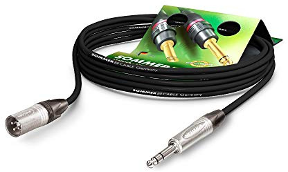 Sommer Cable Mikrofonkabel Stage 22 Highflex XLR male 3-pol Neutrik NC3MXX / Klinke 6,3mm stereo Neutrik NP3X, Schwarz Kabel, Made in Germany by Sommer Cable (2,5m)