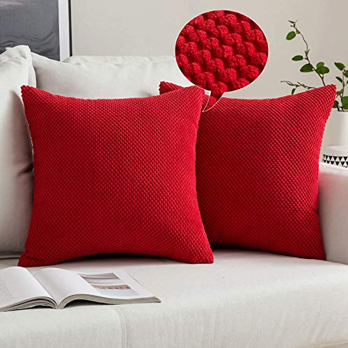 MIULEE 2er Set Kissenbezüge Dekokissen Körnig Dekorativ Kissenbezug Kissenhülle Sofakissen Deko Bezug Weich Zierkissen Kissen für Wohnzimmer Schlafzimmer 50x50cm Rot