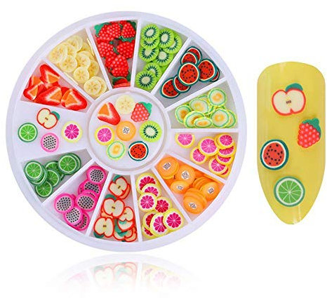 3D Polymer Clay Nail Art DIY Designs Decoration Tiny Fruit Slices Wheel Tools 12 Styles
