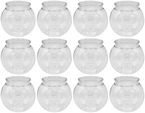 Creative Hobbies - 12 Pack - 4 Inch (100mm) Ivy Bowls Clear Plastic Shatterproof - Great For Fishbowl, Carnival Games, Candy, Party Favors, Table Centerpieces, Vase, Drinks