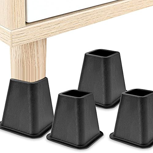 Ejoyous Elephant Feet Sofa Risers, 4 Pieces 6 Inch Heavy Duty Furniture Risers Lifts Up to 500kg Table Leg Extenders Sofa Risers Set for Under Bed Storage Black