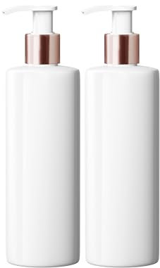 500ml Dispenser Pump White PET Plastic Bottle - Mrs Hinch Customisable DIY Refillable Bathroom Hand Lotion Soap With Rose Gold Lids (2)