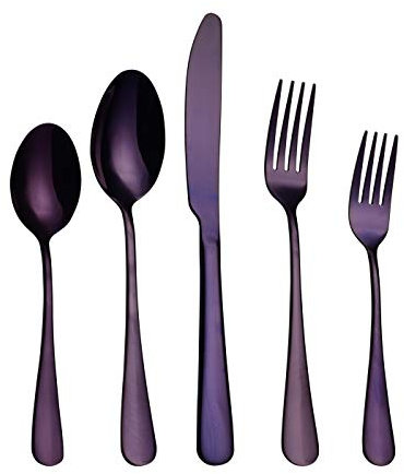 Ironx Besteck-Set für 1, 5-teilig, Edelstahl, Besteck, Geschirr, inkl. Messer/Gabel/Löffel (lila-18/0-5p)