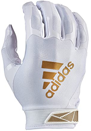 adidas ADIFAST 3.0 Youth Football Receiver Glove, White/Metallic Gold, Large