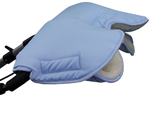 BAMBINIWELT Muff Handwärmer Handschuh für Kinderwagen Buggy mit Lammwolle für warme Hände universal UNI (hellblau)