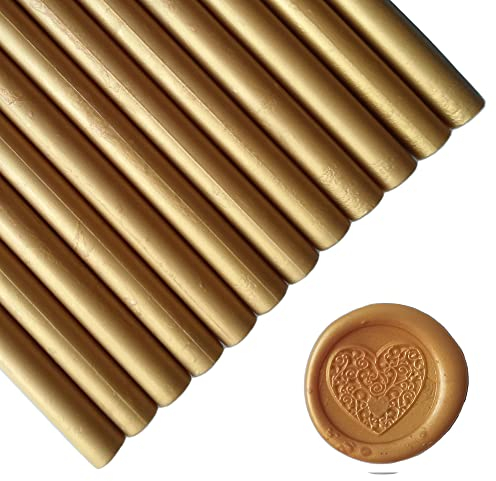 12 Pieces Glue Gun Sealing Wax Sticks for Seal Stamp, PORXFLY Seal Wax Sticks Great for Cards Envelopes, Gift Wrapping,Wedding Invitations (Glod)