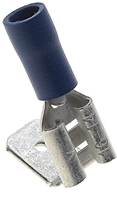 6.35mm Crimp Terminal Multi Stack Disconnector, Pack Of 100-15A, Blue, Heat Shrink Spade Connectors, Double Quick Disconnect, PVC Semi-Insulated Piggyback Splice Male/Female