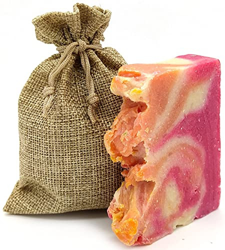 Seife Handgemachte natürliche. Seifenstück Feste biologisch abbaubare vegane Zero Waste Kosmetik. Geschenkbeutel aus Jute. 100g (AVOCADOÖL)