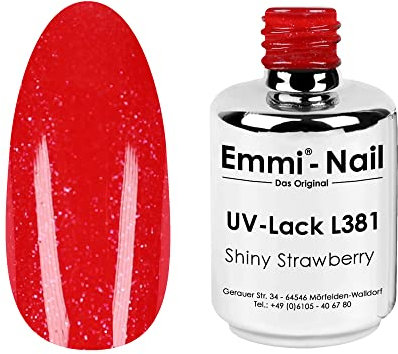 Emmi Nail Lack I LED UV Nagellack I 28 Tage Halt I Langer Glanz & hohe Deckkraft I Stoßfester Lack Nagellack I Kratzfest & vegan I 15ml - Shiny Strawberry (Rot, L381)