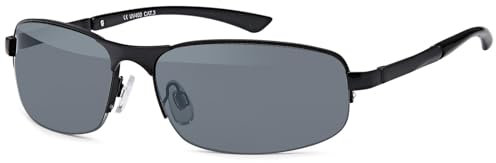 styleBREAKER Unisex Halbrand Sonnenbrille mit rechteckigen Polycarbonat Gläsern und Federscharnier, 09020051, Farbe:Gestell Schwarz/Glas Grau getönt