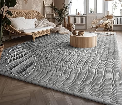 Paco Home Weicher Flauschiger moderner Bubble Wohnzimmer Teppich Hochflor Fell Geometrisches Design Hoch-Tief-Effekt, Grösse:160x220 cm, Farbe:Grau