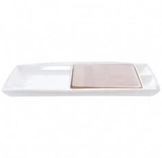 KASANOVA - Antipastiera A più Scomparti, in Porcellana E Bamboo, da 34,5x22 Cm Bianco