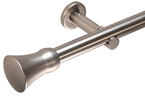 Deco-Raum Gardinenstange auf Maß 25mm Wandträger Style Rohr Endstück Kegel edelstahl-optik nach Maß gefertigt, ohne Ringe 220 cm, geteilt