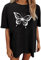 Plastron Damen Bluse Sommer Print O Neck Short Sleeve Loose Tops Bluse Tees T Shirt, Schwarz, M