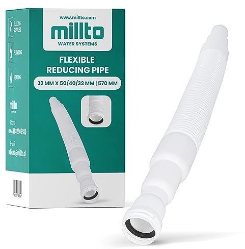 Millto™ Flexibles Rohr Reduzierstück 32 x 50/40/32 mm 500 mm Abflussrohr mit Muffe Abwassersystem Kanalsystem Abgang Waschtisch Verstellbares Abflussverbindungsstück Abflusssysteme