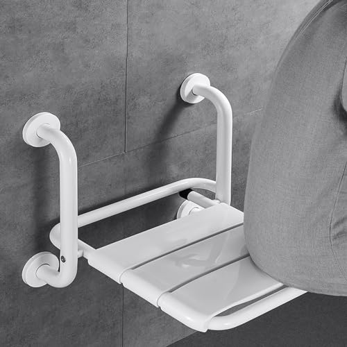 Sedile per Doccia a Parete, 2 In 1 Seggiolino Per Doccia Da Muro,Sedile per Vasca pieghevole Caricabile Con Bracciolo Per Il Bagno,sgabello Da Bagno Antiscivolo Per Anziani