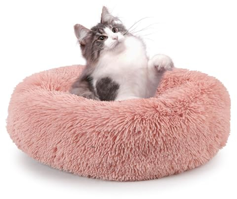 LATRAT 1 panier rond doux et lavable pour chien ou chat pour chats et petits chiens, 40 cm, rose