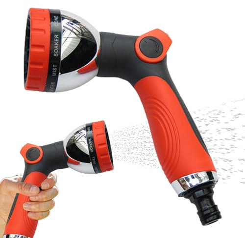 Gartenschlauchsprüher, Gartendusche Düse Hochdruck, 10 Sprühmuster Sprühschlauchdüse Wasserhahn Gelenk Schlauchkopf Aufsatz mit Daumensteuerung On Off Ventil für Auto Kshsaa