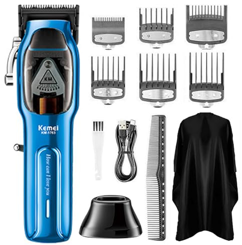 KEMEI KM-1763 - Cortapelos profesional para hombre, con cable / inalámbrico, recortadora de pelo y barba, cortapelos ajustables con USB recargable, KM-1763