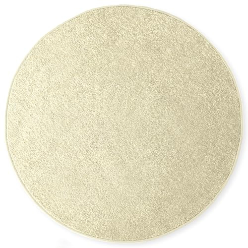 KARAT Teppich rund Ø 120cm Creme - Moderner Flauschiger Velours Kurzflor Teppich für Kinderzimmer - Spielteppich, Kinderteppich Krokodil