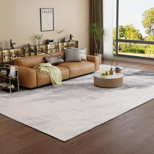Vamcheer Teppich Wohnzimmer Kurzflor Moderner - Schlafzimmer Teppiche Flauschiger,Waschbar Teppich der Orient,Teppiche Groß für Arbeitszimmer, Büro,Super Weich, Anti-Rutsch,Hellgrau 200x300