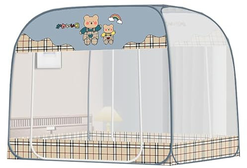 Foldable Mosquito Net Bed Canopy Warm Breathable Pop Up Two Door Tent Canopy Home Bed Netting for Twin Single Full Queen,A,1.5 * 2M