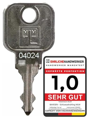 bayesen Ersatzschlüssel passend für MLM EuroLocks BISLEY L&F - Nummernkreis 04001 bis 04103 - für Hebelzylinder, Möbelschlösser und Schrankschlösser - Nachschlüssel & Zusatzschlüssel nach Code [04023]